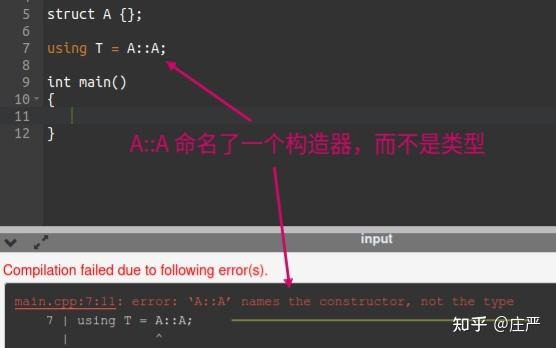 A::A是构造函数，不是类型